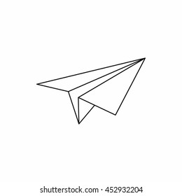 Paper plane icon in outline style isolated vector illustration