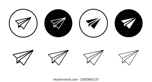 Paper plane icon Outline thin set pack series