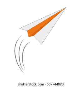 paper plane icon over white background. colorful design. vector illustration