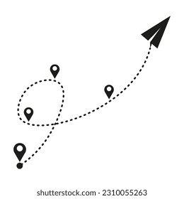 icono de plano de papel, signo de mensaje de envío, botón de mensaje directo, avión en el cielo. Ilustración vectorial.