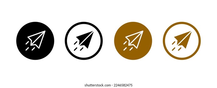 paper plane icon set. black paper plane - stock vector.	