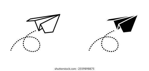 Paper plane Icon set in black color for ui designs