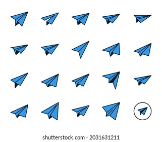 Paper plane icon set. Collection of high-quality color outline logo for web site design and mobile apps. Vector illustration on a white background.