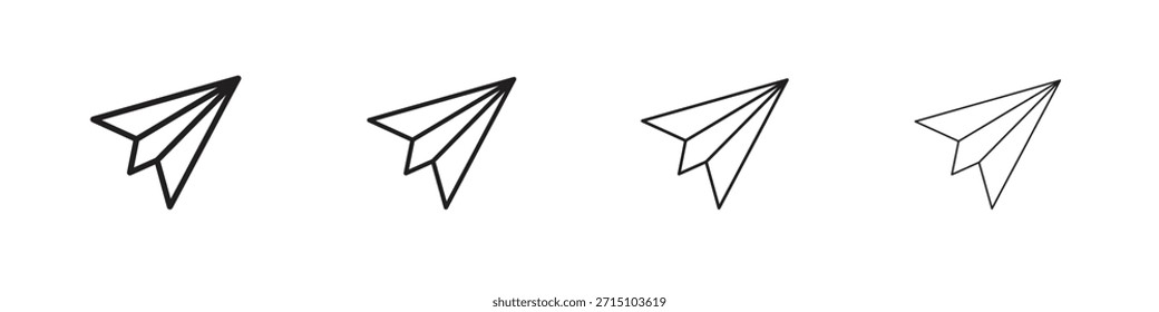 Conjunto de ícones do plano de papel. Uma coleção de ícones simples de traçados finos pretos