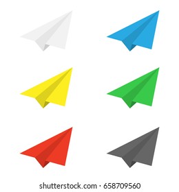 Paper Plane icon set isolated on white background. Vector illustration. Eps 10.