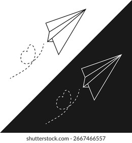 Paper Plane Icon Set Minimal Line Art Flight Path Vector Design
