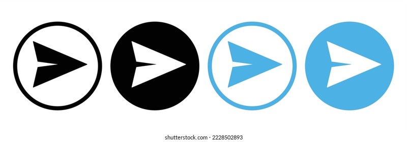 Juego de iconos de plano de papel. Enviar conjunto de iconos de mensaje. Enviar símbolo de icono de mensaje. Enviar el signo del mensaje. Ilustración vectorial