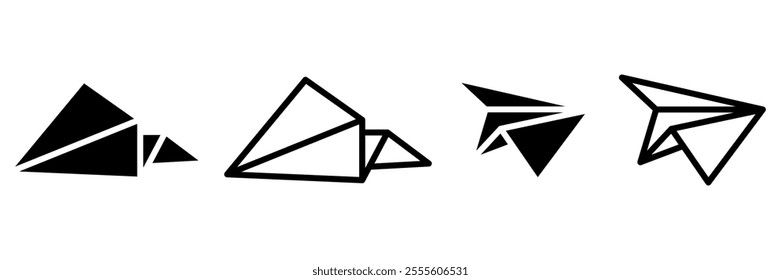Paper plane icon set. Vector illustration.