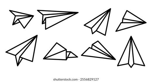 Paper plane icon set. Vector illustration.