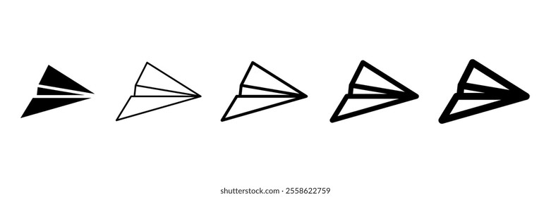 Paper plane icon set. Vector illustration.