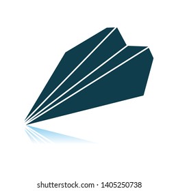 Paper Plane Icon. Shadow Reflection Design. Vector Illustration.