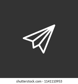 Paper plane icon simple flat ouline sign.