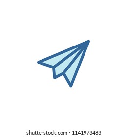 Paper plane icon simple flat ouline sign.
