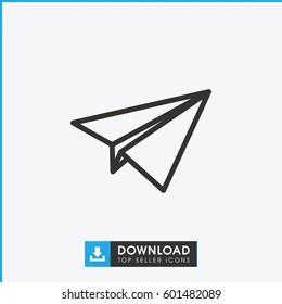 paper plane icon. simple outline paper plane vector icon. on white background.