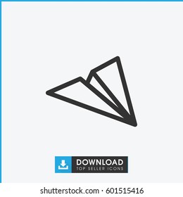 paper plane icon. simple outline paper plane vector icon. on white background.