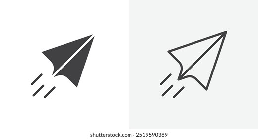 Ícone de plano de papel. estilo de linha fina de traçado e preenchimento sólido eps 10