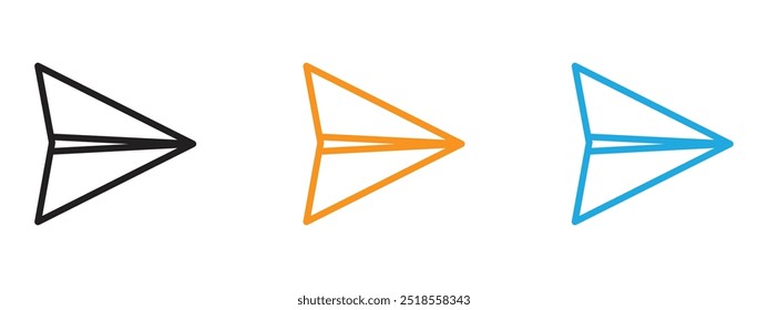 Paper plane icon Thin line illustration set