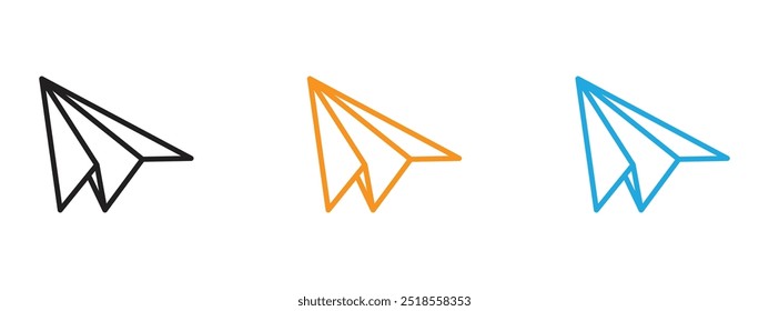 Paper plane icon Thin line illustration set