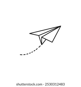 Paper plane icon Thin line art isolated