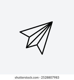 Paper plane icon in tree different line stroke sizes.