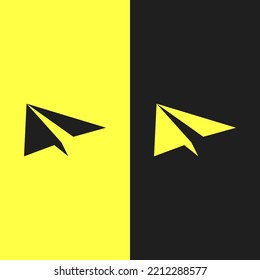 paper plane icon in two colors dark gray and yellow