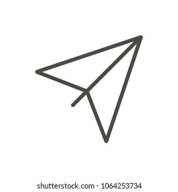 Paper plane icon vector. Outline airplane, line origami plane symbol. Trendy flat ui sign design. Thin linear graphic pictogram for web site, mobile application. Logo illustration.