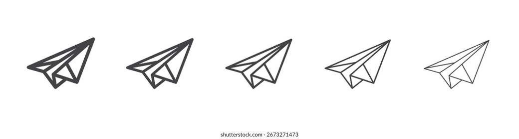 Ícone de plano de papel vetor conjunto de contorno sinal de ilustração