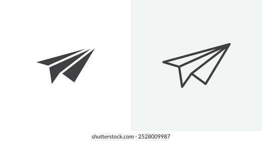 Paper plane icon vector icon set in black and white color.