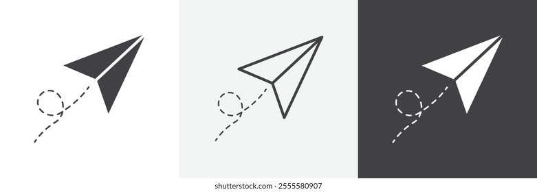 Paper plane icon vector set for ui designs
