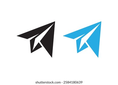 paper plane icon vector silhouette isolated in white background