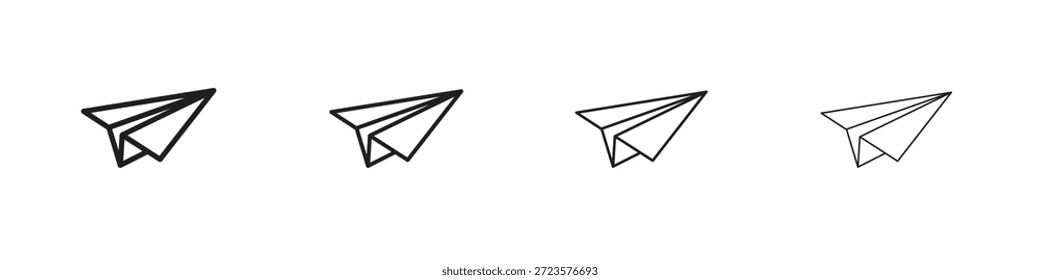 Paper plane icons designed in outline, line and stroke style