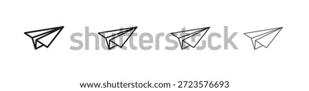 Paper plane icons designed in outline, line and stroke style