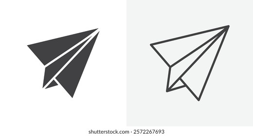 Paper plane icons. flat and line style set