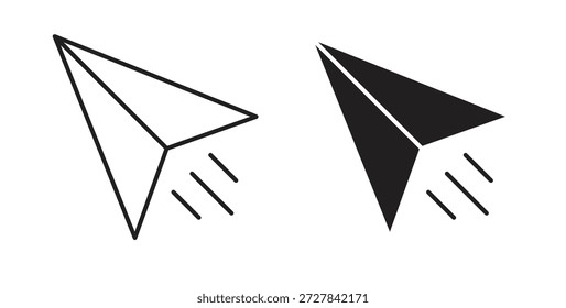 Iconos de avión de papel. Iconos de contorno Vector colección. ilustraciones planas