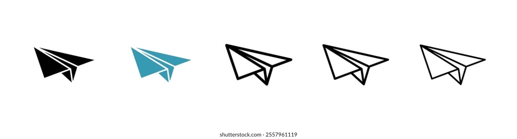 Paper plane icons pack in black and blue.