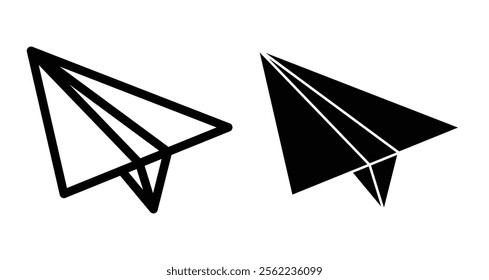 Paper plane Icons pack in outlined and flat versions