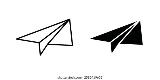 Paper plane icons pack vectors in black flat and strokes