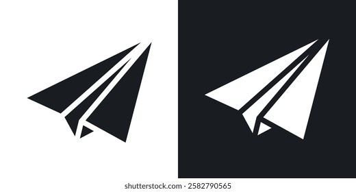 Paper plane icons set vectors black and colored style