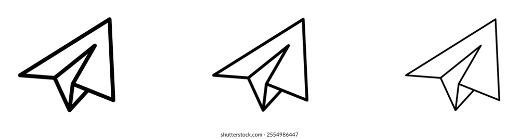 Paper plane icons in tree different stroke sizes