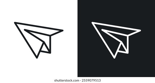 Paper plane icons. vector set in black colors