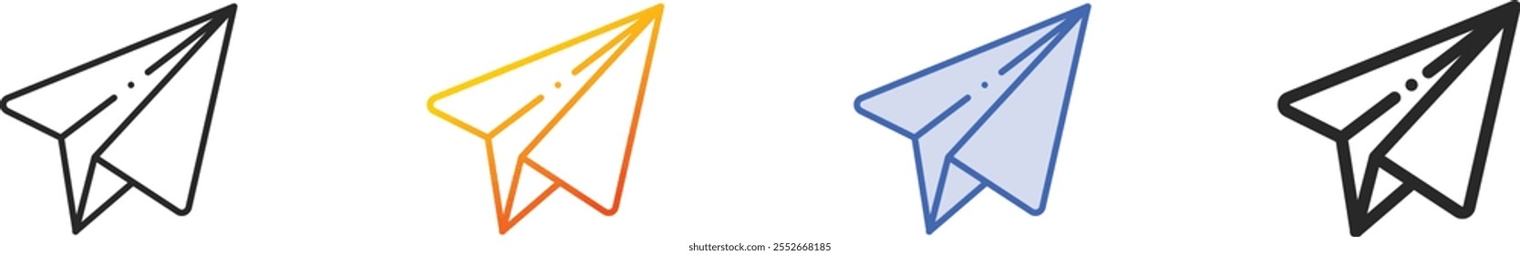 paper plane icon.Thin Linear, Gradient, Blue Stroke and bold Style Design Isolated On White Background