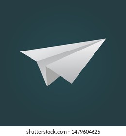 Paper plane image created for business brand identity, navigation button, icon symbol. Vector isolated graphic design element and illustration. Flat, simple, modern. Message, letter, mail, origami