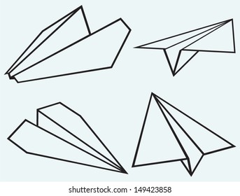 Paper plane isolated on blue background