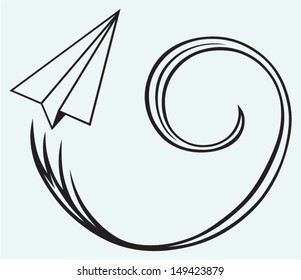 Paper plane isolated on blue background