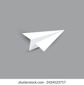 Paper plane isolated on dark background. Paper airplane flying. Vector illustration.