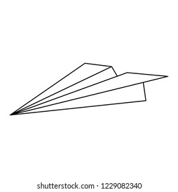 Paper plane isoted black and white