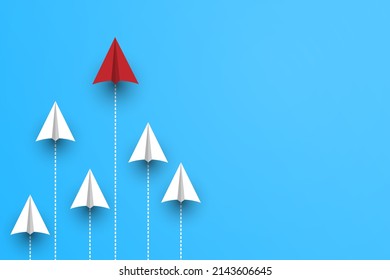 Paper plane leadership concept. Business teamwork, following leader, success, leadership illustration. Teamwork follow individual, motivation leader