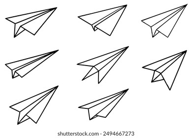 Paper plane line art black white drawing