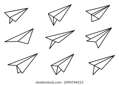 Paper plane line art creative concept