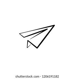 Paper plane line icon. Flat origami airplane isolated on white background. Vector illustration. Message, letter, mail symbol. Start up and launch, invention and development  sign. 